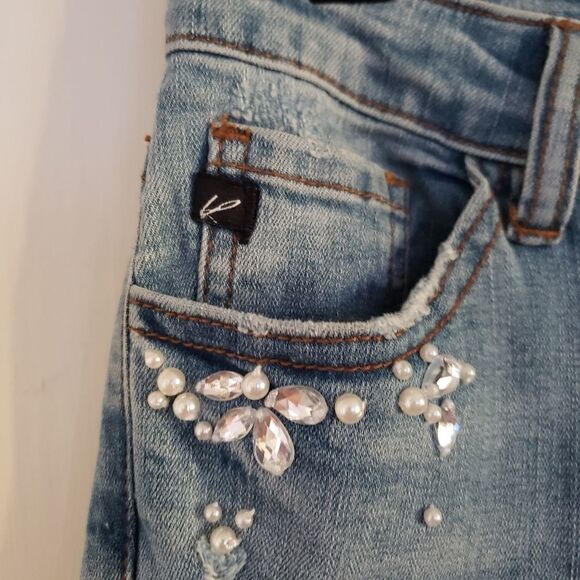KanCan Skinny Jewel Embellished Highly Distressed Jeans - Picture 9 of 12